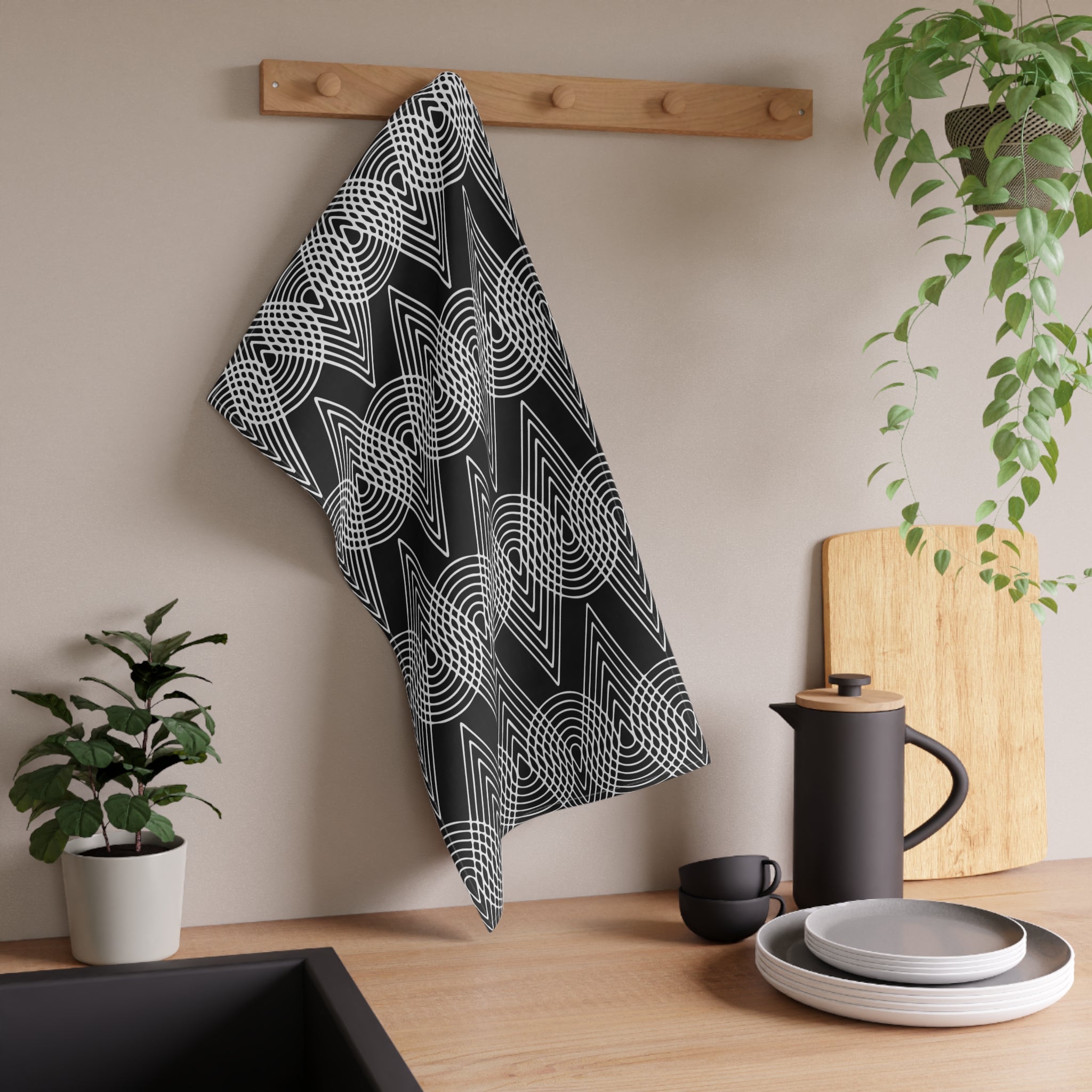 BETTYE BONE BLACK COTTON TEA TOWEL